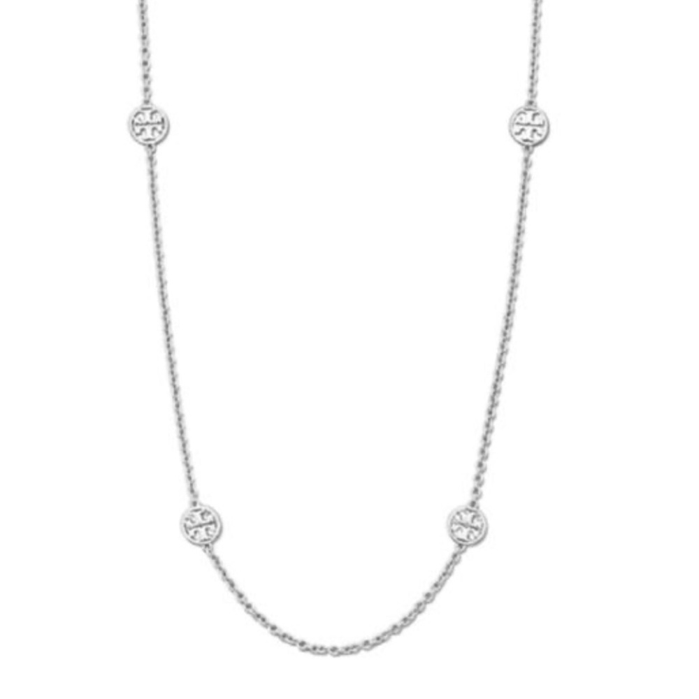TORY BURCH • Silver Delicate Logo Station Necklace